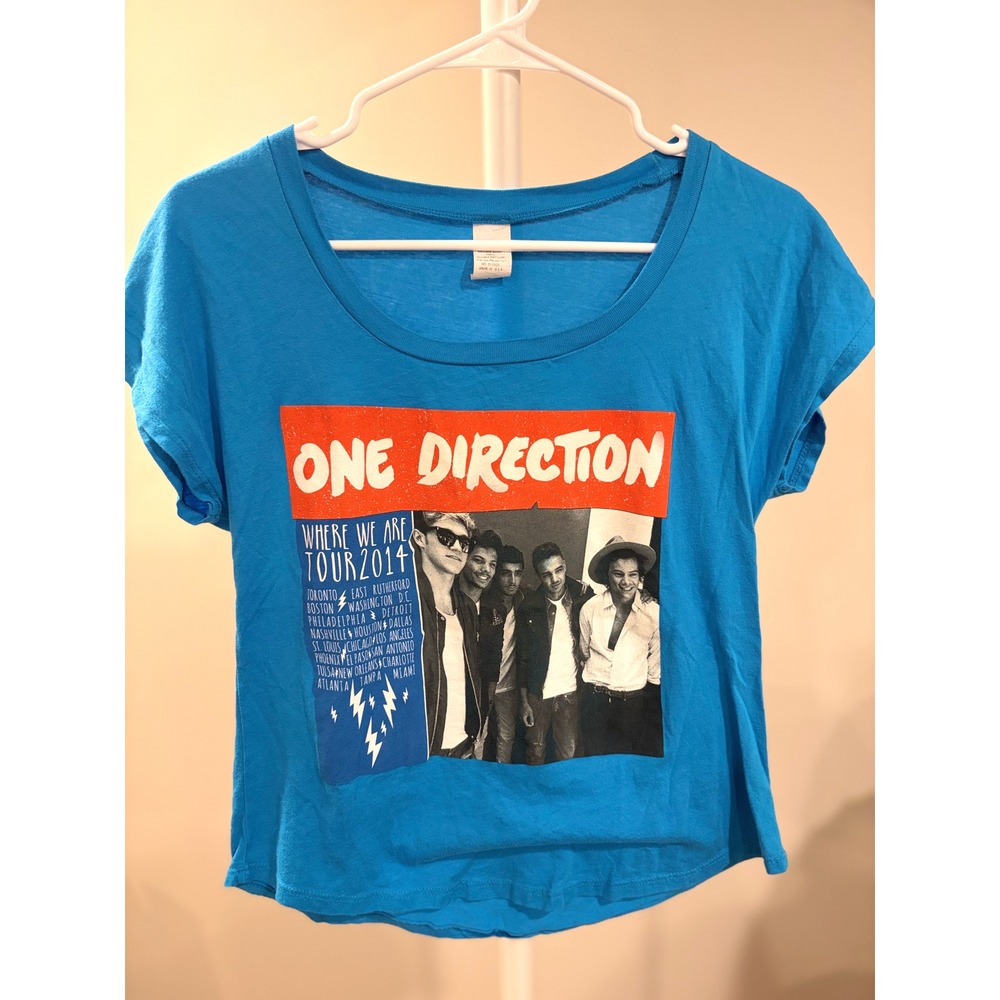 One Direction 2014 Where We Are Tour Shirt Small Blue Graphic Band Tee
